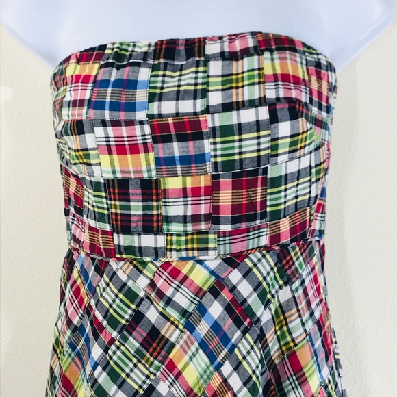 SOLD J. Crew Plaid Strapless Dress Size 8P - Picture 2 of 4